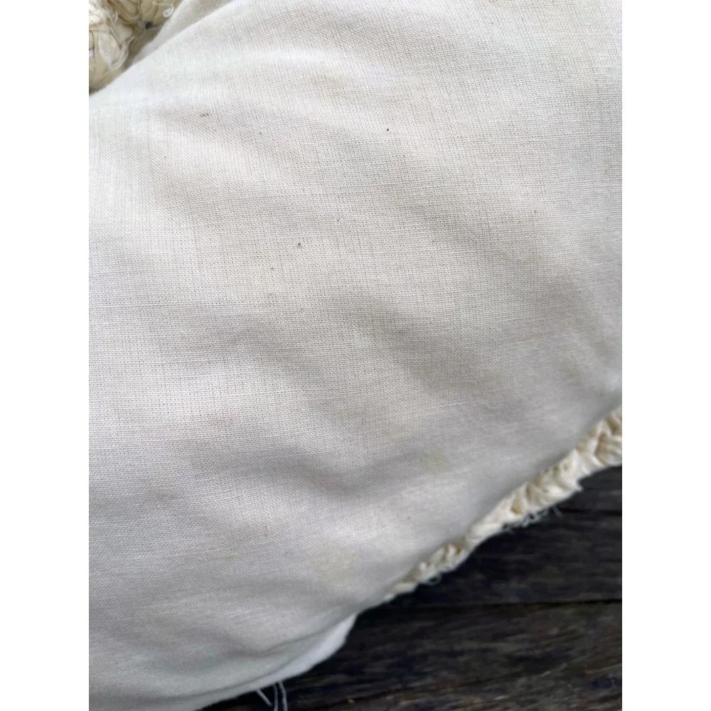 Vintage Heart Shaped Rag Rug Accent Pillow Farmhouse Primitive Blue White - Picture 7 of 16